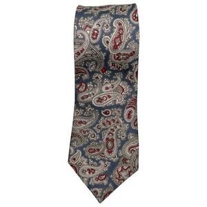 Tiger of Sweden Vintage Men’s Blue Red White Paisley Print Silk Neck Tie